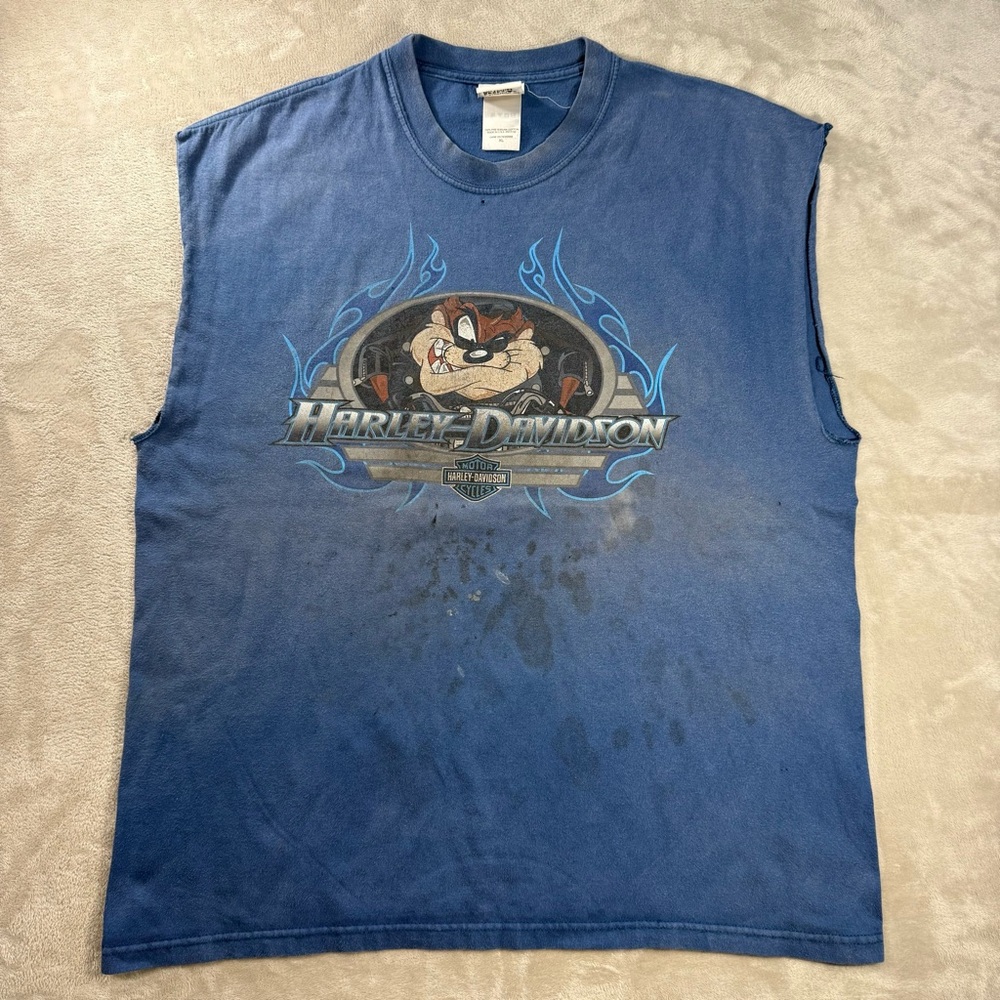 Harley Davidson Looney Tunes Taz Tank Shirt Men's Sz XL Made in USA